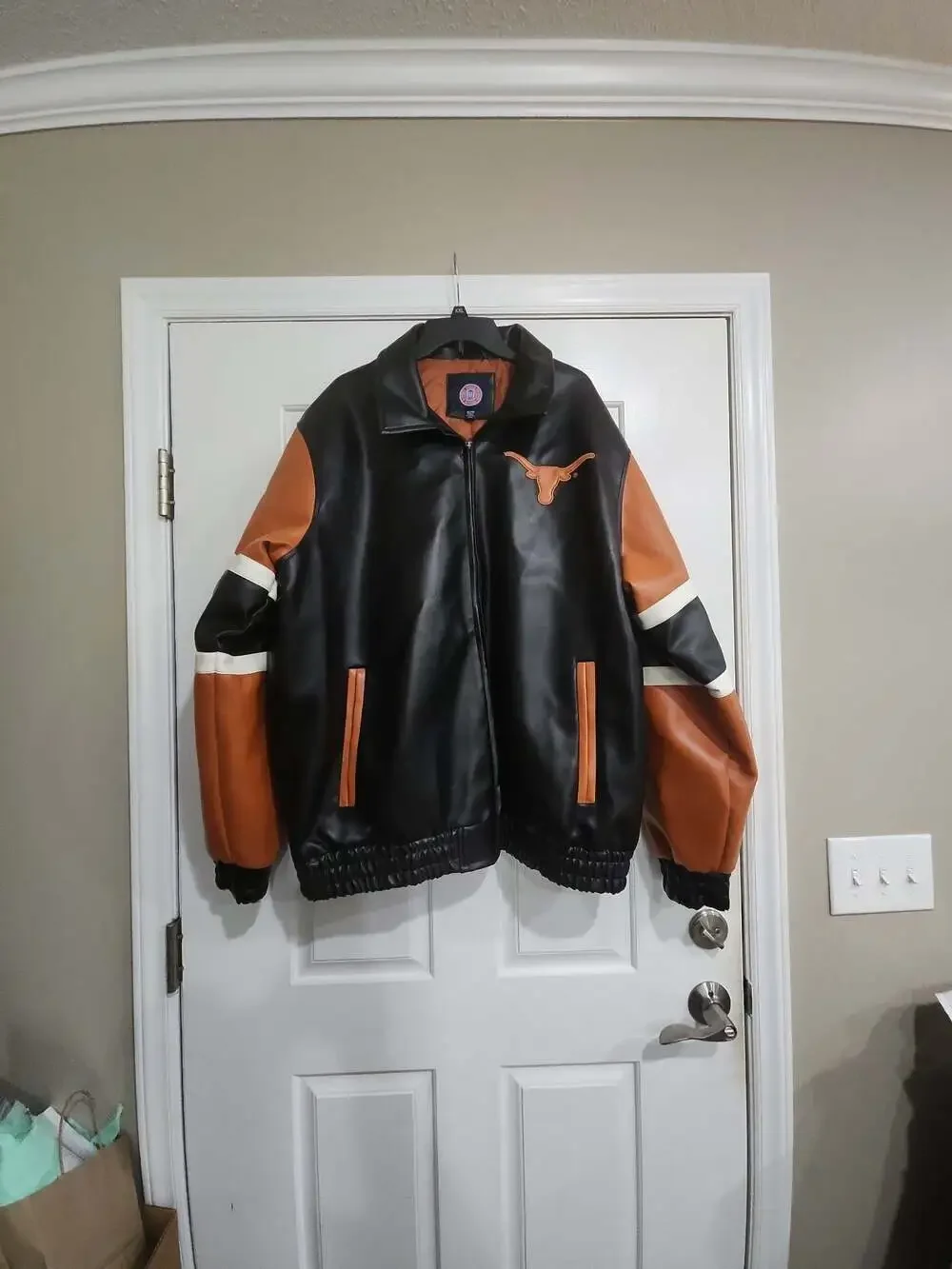 G-III Sports University of Texas Longhorns Faux Leather Bomber Varsity Jacket